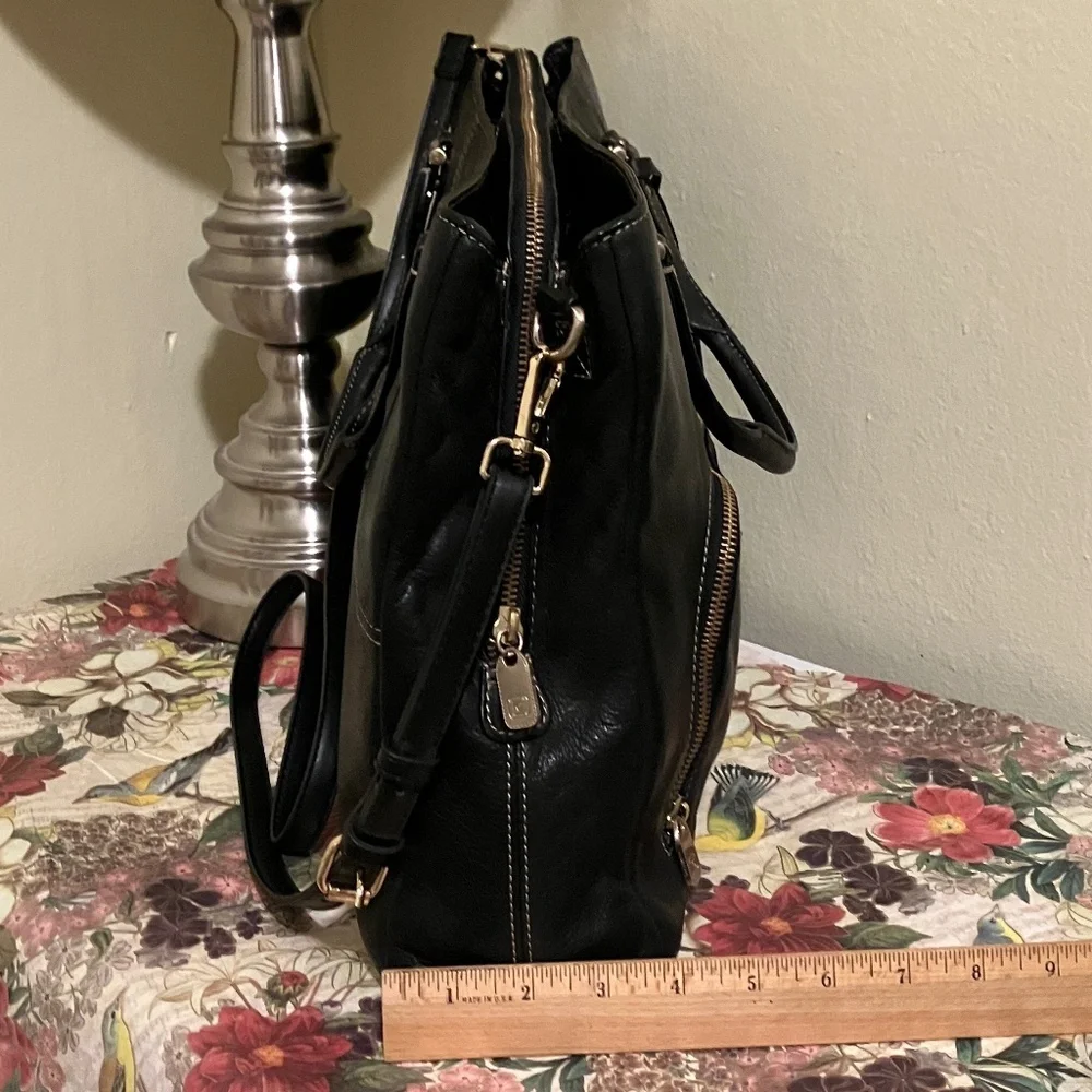 Liz Claiborne Black Leather Briefcase Laptop Bag